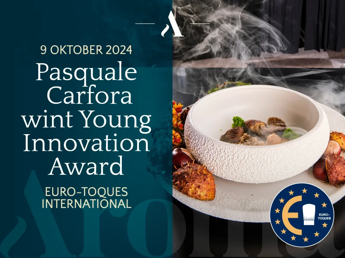 Pasquale carfora neemt hoofdprijs young innovation award by euro-toques international in ontvangst